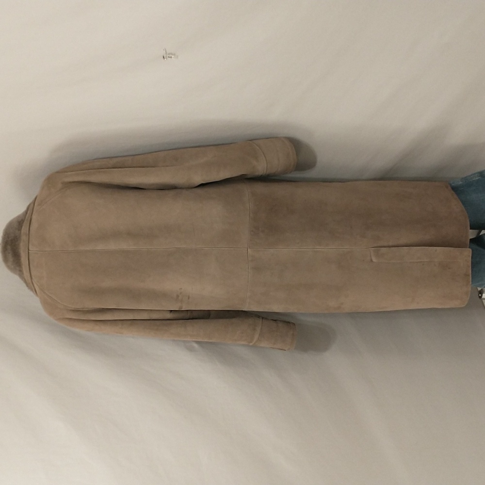 Vintage Shearling Coat USA Made Sawyer Napa Taupe Maxi Oversized Warm SeeMeasure - Picture 6 of 16